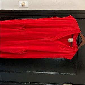 Bright red high low shift dress